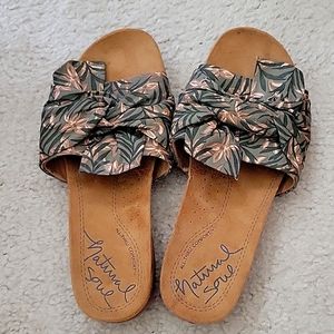 Green and Brown Floral Slides